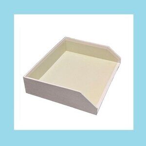 Martha Stewart Home Office Avery Stack+ Fit Shagreen Stackable Inbox Tray, Ivory